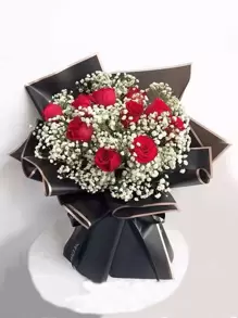 10 tờ giấy gói hoa mờ viền vàng chống thấm nước (trừ hoa), Giáng sinh - màu đen - Xem 4