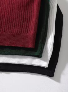 INAWLY 4pcs Solid Crop Knit Top - Multicolor - View 3