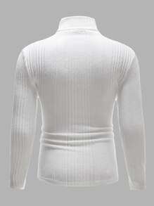 Manfinity VCAY 男士高領羅紋針織上衣 - 白色 - 查看 2