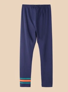 Girls Letter & Figure Graphic Leggings - Navy Blue - View 2