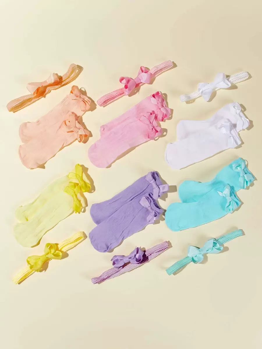 6 件婴儿简约头带和 6 双袜子情人节礼物 - 彩色 - 查看 1