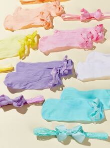 6 件婴儿简约头带和 6 双袜子情人节礼物 - 彩色 - 查看 2