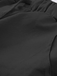 Manfinity 寬鬆剪裁男士側口袋胡蘿蔔褲,帶有彈性收口 - 黑色 - 查看 4