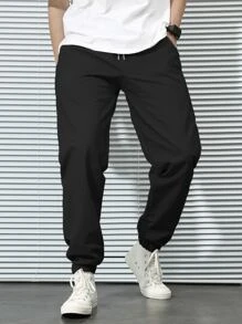 Manfinity 寬鬆剪裁男士側口袋胡蘿蔔褲,帶有彈性收口 - 黑色 - 查看 6