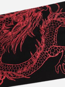 SHEIN Girls Dragon And Letter Graphic Tank Top & Joggers - Black - View 4