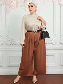 Mulvari 大碼後綁帶小高領襯衫 - 杏色 - 查看 5