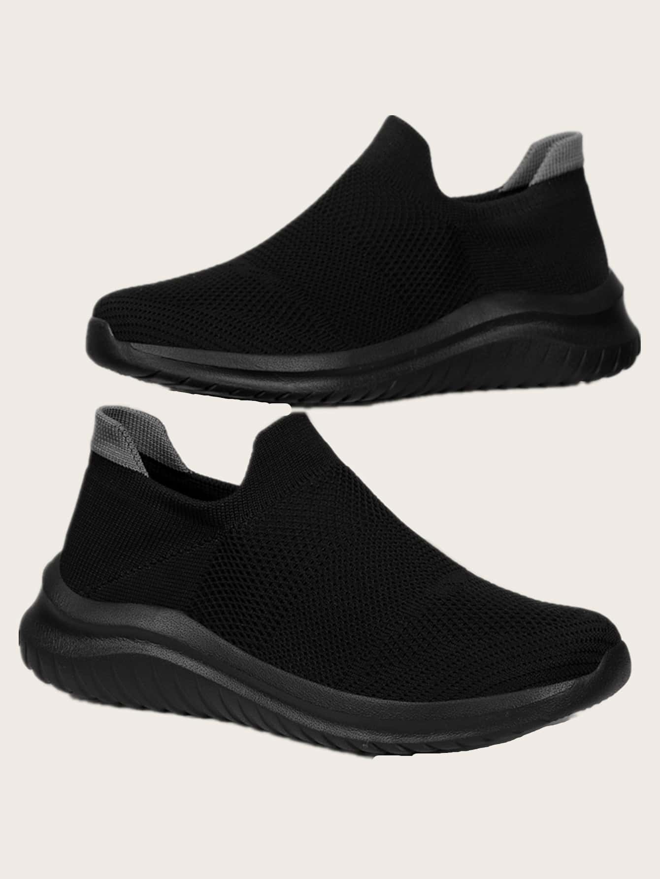 Hombres Zapatillas deportivas slip on transpirable ligero - Negro - Ver 1