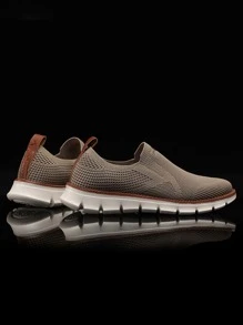 男士極簡風格鏤空運動鞋 - 卡其色 - 查看 2