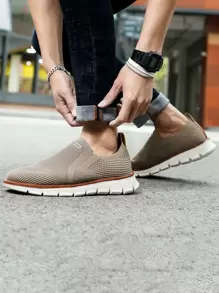 男士極簡風格鏤空運動鞋 - 卡其色 - 查看 5