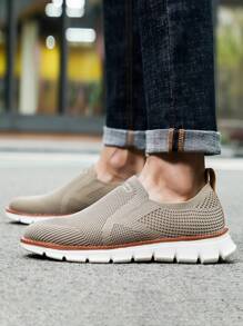 男士極簡風格鏤空運動鞋 - 卡其色 - 查看 6