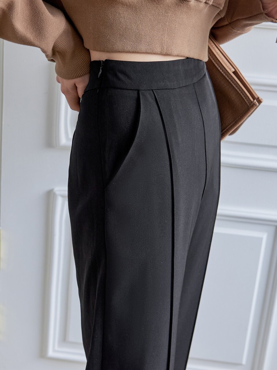 High Waist Press Crease Straight Leg Pants