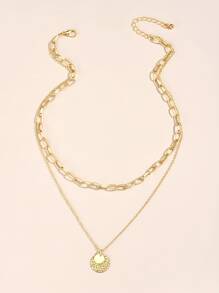 圓形吊飾多層次項鍊