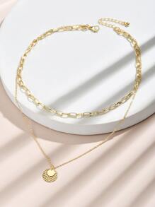 圓形吊飾多層次項鍊