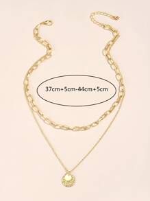 圓形吊飾多層次項鍊