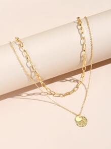 圓形吊飾多層次項鍊