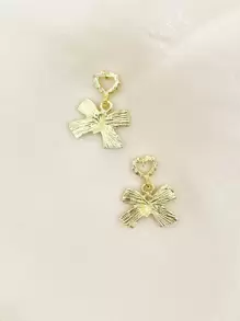 情人节仿珍珠装饰蝴蝶结耳坠 - 白色 - 查看 4