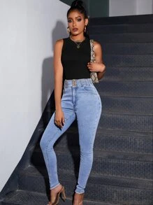 Chiquease Top tank tejido de canalé - Negro - Ver 5