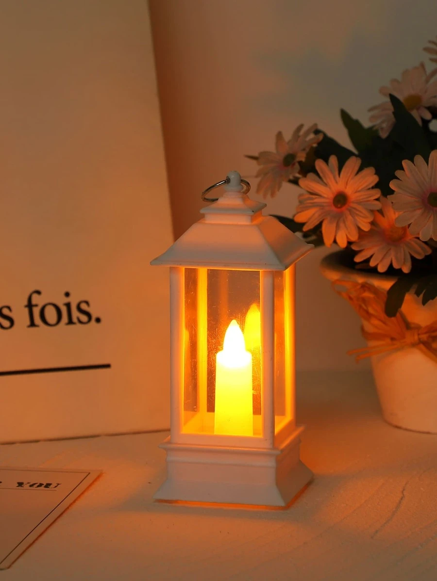 1pc Vintage Decorative Light, Wind Lantern Design LED Lamp For Home Decor - Yellow - View 1