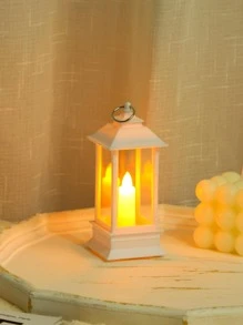 1pc Vintage Decorative Light, Wind Lantern Design LED Lamp For Home Decor - Yellow - View 2