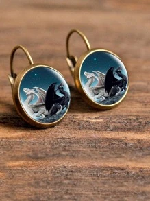 EMERY ROSE Pendientes occidental con patrón de dragón - Multicolor - Ver 1