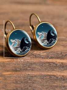 EMERY ROSE Pendientes occidental con patrón de dragón - Multicolor - Ver 3