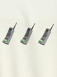 Billy Kolkmeyer Cartoon Graphic Drop Shoulder Pullover - Beige - View 4