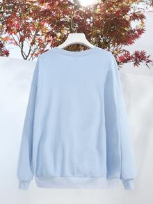 Paula Oliosi Áo chui đầu Đồ họa Hoạt hình Thả vai - Màu xanh nhạt - Xem 2