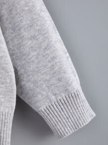 小女童落肩袖開襟衫和條紋飾邊百褶針織短裙 - 灰色 - 查看 6