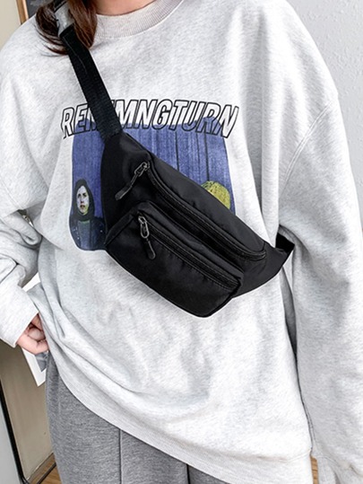 Minimalist Fanny Pack 1pc Men's Chest Bag, Waterproof Nylon Crossbody Fanny Pack, Multi-Function Outdoor Bottle Carrier Waist Bag, Preppy Bum Bag For The First Day Of School , Small Bags