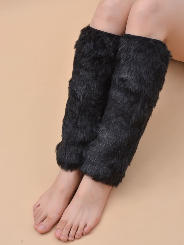 Solid Plush Leg Warmer SHEIN USA