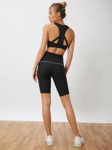 MOTF PREMIUM Áo hai dây Lá thư Thể thao - màu đen - Xem 7