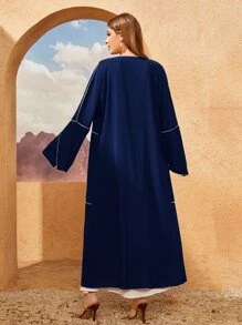 Al Najma Abaya unicolore à couture (sans robe) - Bleu marine - Voir 2