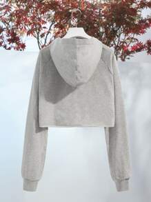 Alterfanart Hoodie Bộ xương & In hoa Tay Raglan - Màu Xám nhạt - Xem 2