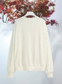 Erin Bernier 字母和彩虹條紋圖案落肩袖套頭衫 - 米色 - 查看 2