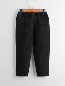 Toddler Girls Quần Jeans Bị tách màu trơn - màu đen - Xem 2