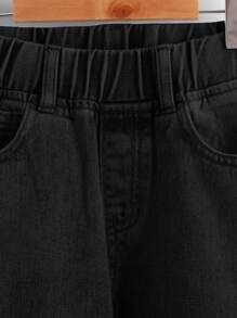 Toddler Girls Quần Jeans Bị tách màu trơn - màu đen - Xem 3