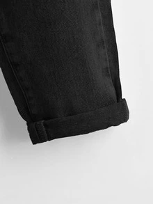 Toddler Girls Quần Jeans Bị tách màu trơn - màu đen - Xem 4