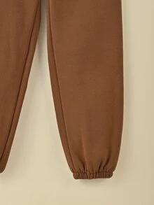 Niñas de cuello V Pullover & Pantalones deportivos - Café integral - Ver 4