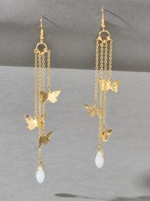 Butterfly Decor Earrings - Yellow Gold - View 3