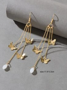 Butterfly Decor Earrings - Yellow Gold - View 5