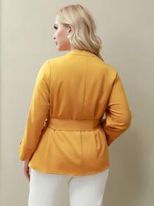 Blusa cruzada con nudo lateral - Amarillo - Ver 2