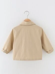 Áo gió cho trẻ sơ sinh nữ Túi Nút phía trước màu trơn Giải trí - Màu Khaki - Xem 2