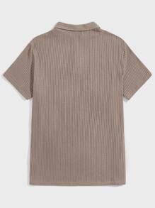 GENTILAND Áo thun có cổ Nam Nút phía trước màu trơn Giải trí - Màu nâu  Mocha - Xem 2