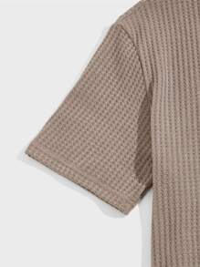 GENTILAND Áo thun có cổ Nam Nút phía trước màu trơn Giải trí - Màu nâu  Mocha - Xem 4