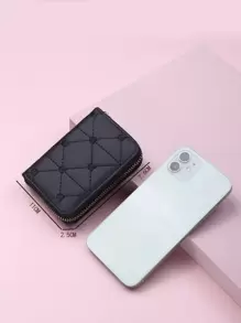 Stitch Detail Multiple Card Slots Heart Embroidered Lightweight Portable Card ID Card White-Collar Workers For Female For Holiday For Anniversary For Birthday Gift Gift Accessories Gift Card Holder Card Holder Wallet Business Card Holder Credit Card Holder Card Holder Women For Women Wallet Mini Wallet Purse Wallet Card Wallet - Black - View 2