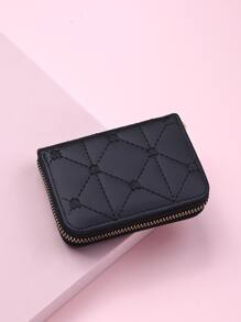 Stitch Detail Multiple Card Slots Heart Embroidered Lightweight Portable Card ID Card White-Collar Workers For Female For Holiday For Anniversary For Birthday Gift Gift Accessories Gift Card Holder Card Holder Wallet Business Card Holder Credit Card Holder Card Holder Women For Women Wallet Mini Wallet Purse Wallet Card Wallet - Black - View 5