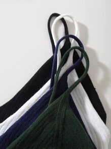 INAWLY 4pcs Solid Crop Knit Top - Multicolor - View 3