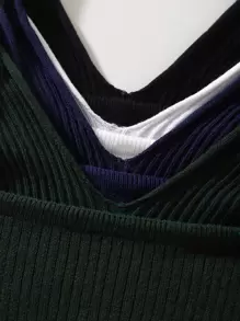 INAWLY 4pcs Solid Crop Knit Top - Multicolor - View 5