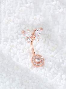 Anillo del vientre del ombligo de la decoración de la mariposa, joyería unisex de la perforación del cuerpo del punk de la moda - Oro rosa - Ver 1