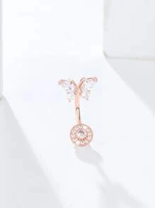 Anillo del vientre del ombligo de la decoración de la mariposa, joyería unisex de la perforación del cuerpo del punk de la moda - Oro rosa - Ver 2